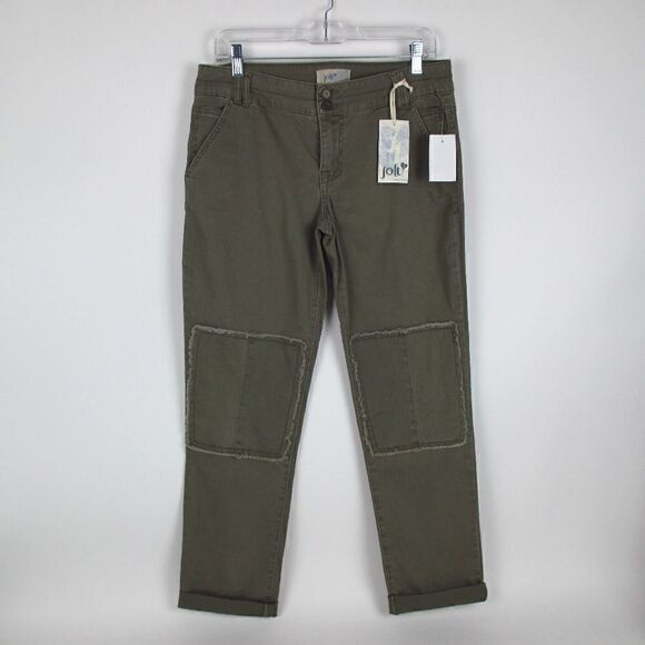 Nordstrom Jolt NWT Olive Green Patch Leg Pants Size 9 - Picture 1 of 8